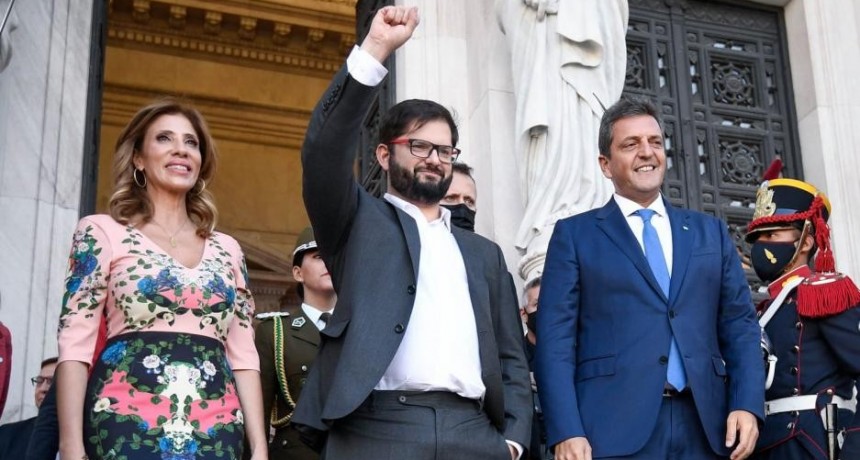 Claudia Zamora recibió al presidente chileno Gabriel Boric en el Senado de la Nación