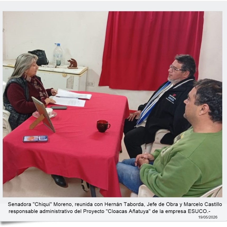 Contin&uacute;an gestiones de la senadora Moreno por cloacas en A&ntilde;atuya