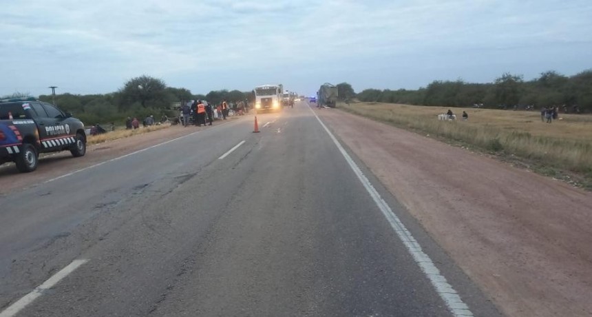 Vuelco de camión cargado con grano en la Ruta N34, Colonia Dora